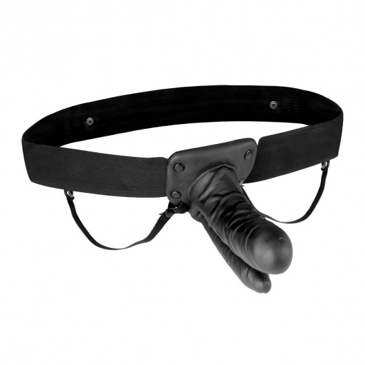 Полый страпон с двумя отростками и вибрацией Unisex Vibrating Hollow Strap-On Double Penetrating Dildo - 17,8 см. - Lux Fetish - купить с доставкой в Самаре