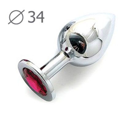 Коническая серебристая анальная втулка с малиновым кристаллом - 8,2 см. - Anal Jewelry Plug - купить с доставкой в Самаре