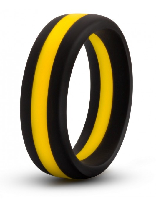 Черно-желтое силиконовое эрекционное кольцо Silicone Go Pro Cock Ring - Blush Novelties - в Самаре купить с доставкой