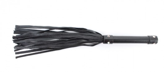 Черная плеть из натуральной кожи с проклепанной ручкой - 44 см. - БДСМ Арсенал - купить с доставкой в Самаре