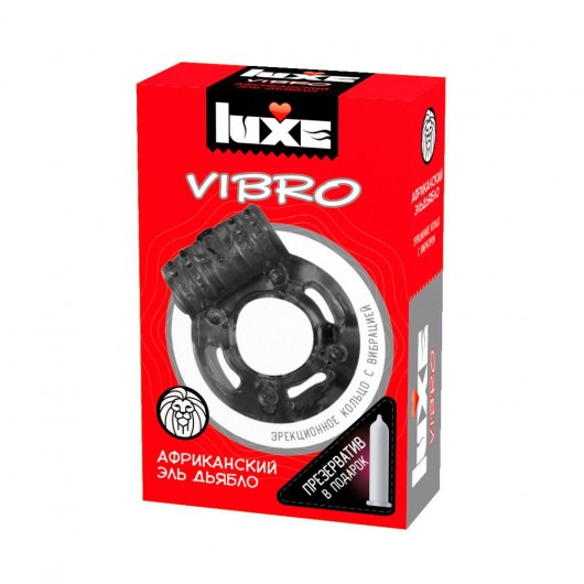 Чёрное эрекционное виброкольцо Luxe VIBRO  Африканский Эль Дьябло  + презерватив - Luxe - в Самаре купить с доставкой