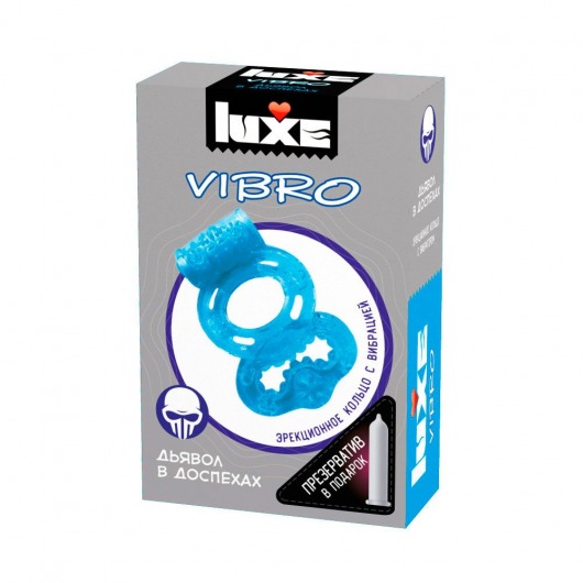 Голубое эрекционное виброкольцо Luxe VIBRO  Дьявол в доспехах  + презерватив - Luxe - в Самаре купить с доставкой