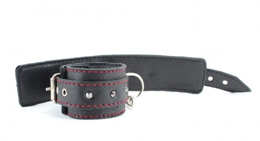 Черные наручники из натуральной кожи на карабинах - БДСМ Арсенал - купить с доставкой в Самаре