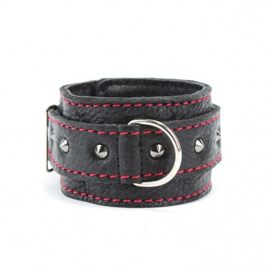 Черные наручники из натуральной кожи на карабинах - БДСМ Арсенал - купить с доставкой в Самаре