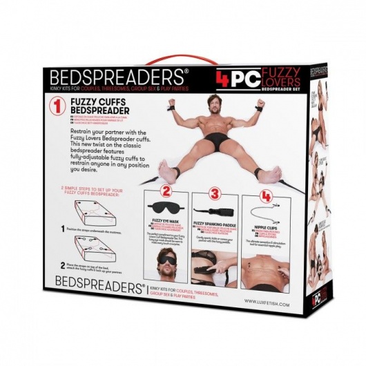 Черный набор БДСМ для фиксации на кровати - Lux Fetish - купить с доставкой в Самаре