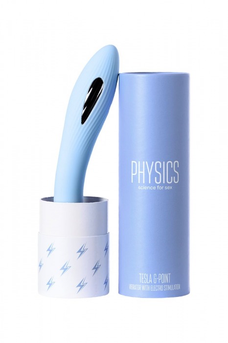 Голубой силиконовый вибратор с электростимуляцией TESLA G-POINT - 21 см. - ToyFa - купить с доставкой в Самаре