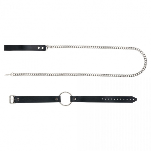 Черный поводок и чокер с кольцом Rada - Rebelts - купить с доставкой в Самаре