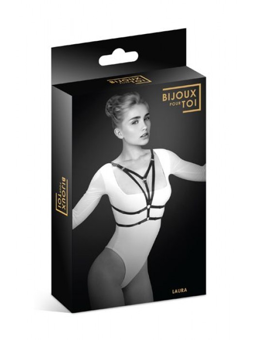 Черная упряжь на грудь Laura - Bijoux Pour Toi - купить с доставкой в Самаре