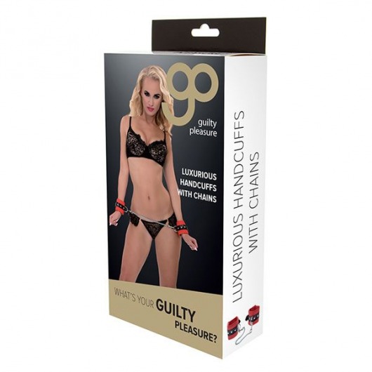 Красно-чёрные наручники на металлической цепочке - Blush Novelties - купить с доставкой в Самаре