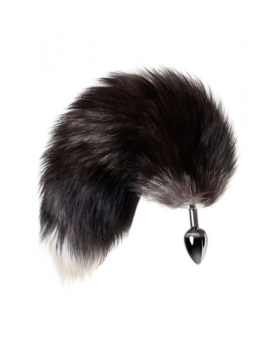 Серебристая металлическая анальная втулка с хвостом чернобурой лисы - размер S - ToyFa - купить с доставкой в Самаре