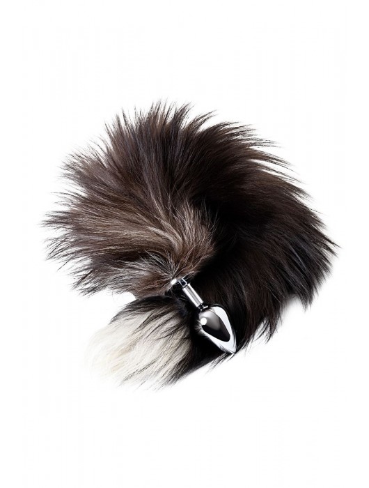 Серебристая металлическая анальная втулка с хвостом чернобурой лисы - размер S - ToyFa - купить с доставкой в Самаре