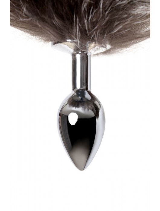 Серебристая металлическая анальная втулка с хвостом чернобурой лисы - размер S - ToyFa - купить с доставкой в Самаре