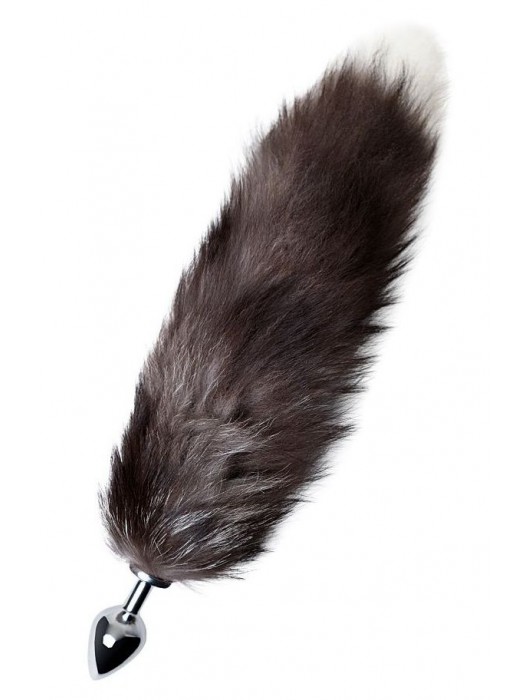 Серебристая металлическая анальная втулка с хвостом чернобурой лисы - размер S - ToyFa - купить с доставкой в Самаре