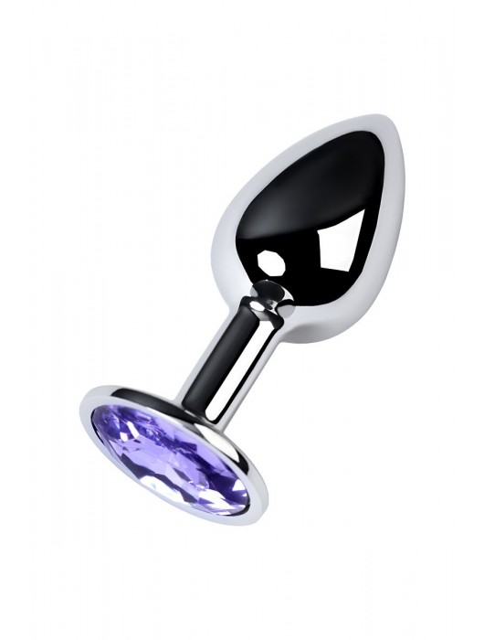 Серебристая конусовидная анальная пробка с фиолетовым кристаллом - 7 см. - ToyFa - купить с доставкой в Самаре
