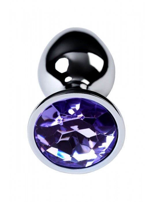 Серебристая конусовидная анальная пробка с фиолетовым кристаллом - 7 см. - ToyFa - купить с доставкой в Самаре