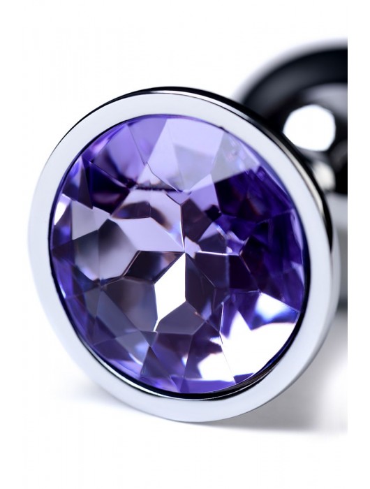 Серебристая конусовидная анальная пробка с фиолетовым кристаллом - 7 см. - ToyFa - купить с доставкой в Самаре
