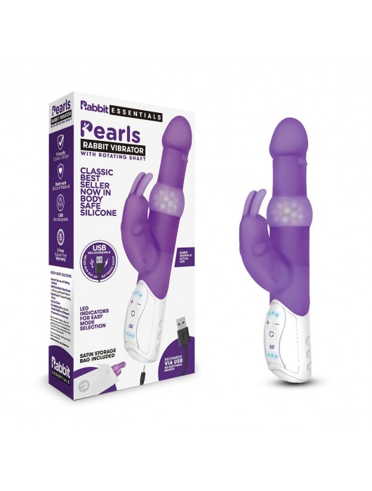 Фиолетовый вибратор с вращающимися шариками - 26,3 см. - Rabbit Essentials