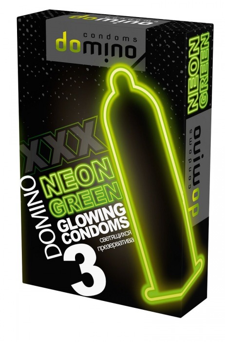 Презервативы DOMINO Neon Green со светящимся в темноте кончиком - 3 шт. - Domino - купить с доставкой в Самаре