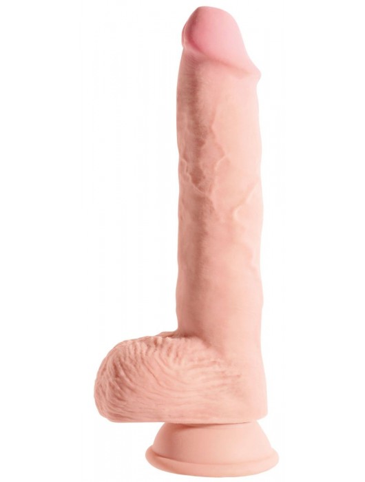 Телесный фаллоимитатор на присоске 10  Triple Density Fat Cock with Balls - 27,9 см. - Pipedream