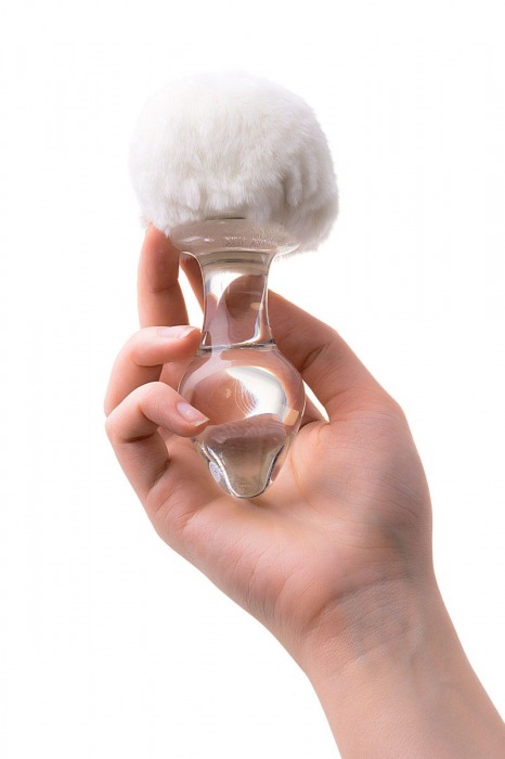 Стеклянная анальная втулка с хвостиком - 9,5 см. - Sexus - купить с доставкой в Самаре