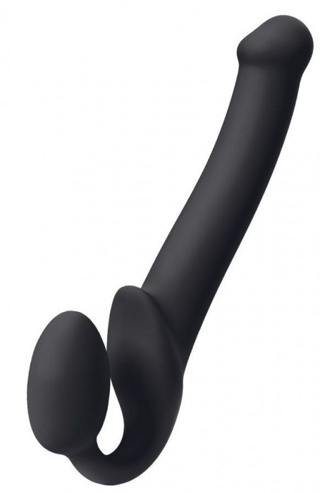 Черный безремневой страпон Silicone Bendable Strap-On M - Strap-on-me - купить с доставкой в Самаре