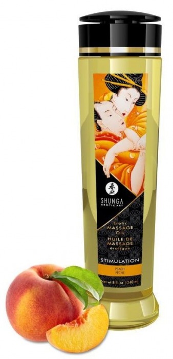 Массажное масло для тела с ароматом персика Stimulation - 240 мл. - Shunga - купить с доставкой в Самаре