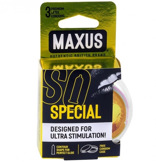 Презервативы с точками и рёбрами в пластиковом кейсе MAXUS Special - 3 шт. - Maxus - купить с доставкой в Самаре