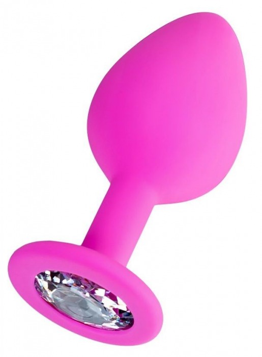 Розовая анальная втулка Brilliant с прозрачным кристаллом - 8 см. - ToyFa - купить с доставкой в Самаре