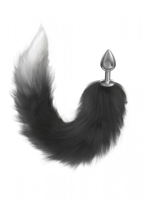 Серебристая анальная пробка с черным хвостом Galaxy - Lola Games - купить с доставкой в Самаре