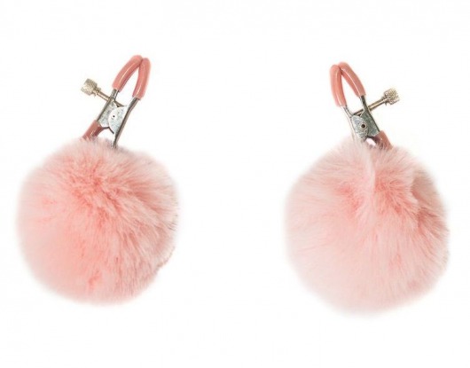 Зажимы на соски Angelic с розовыми меховыми шариками - Lola Games - купить с доставкой в Самаре