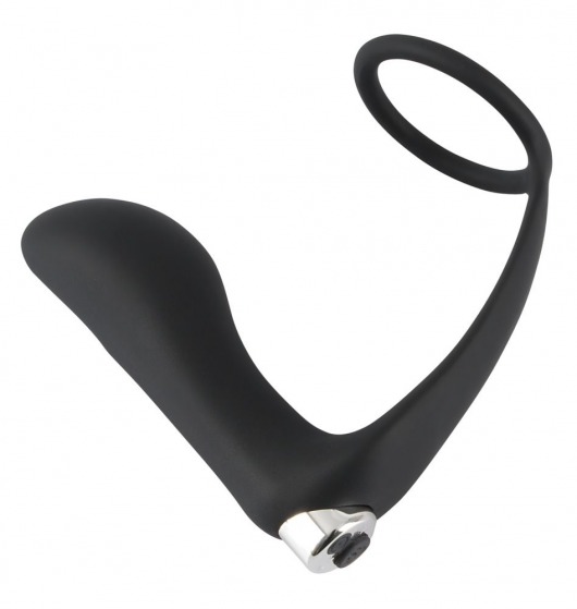 Черное эрекционное кольцо с анальной вибропробкой Vibrating Ring   Plug - Orion - в Самаре купить с доставкой