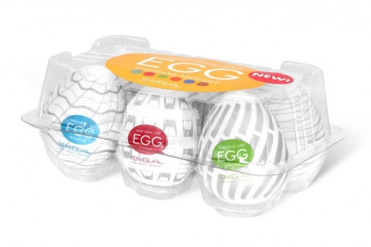 Набор из 6 мастурбаторов Tenga EGG Easy Beat с различным рельефом - Tenga - в Самаре купить с доставкой