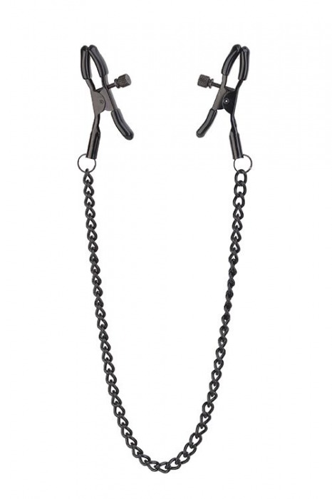 Черные зажимы на соски на цепочке BLAZE DELUXE NIPPLE CLAMPS - Dream Toys - купить с доставкой в Самаре