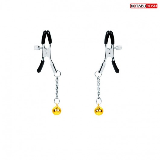 Оригинальные зажимы на соски с желтыми шариками - Notabu - купить с доставкой в Самаре