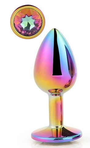 Голографическая анальная втулка с радужным кристаллом - 7,1 см. - Dream Toys - купить с доставкой в Самаре