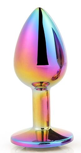Голографическая анальная втулка с радужным кристаллом - 7,1 см. - Dream Toys - купить с доставкой в Самаре