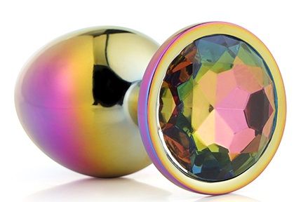 Голографическая анальная втулка с радужным кристаллом - 7,1 см. - Dream Toys - купить с доставкой в Самаре