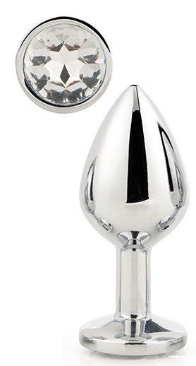 Серебристая анальная втулка с прозрачным кристаллом - 7,1 см. - Dream Toys - купить с доставкой в Самаре
