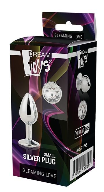 Серебристая анальная втулка с прозрачным кристаллом - 7,1 см. - Dream Toys - купить с доставкой в Самаре