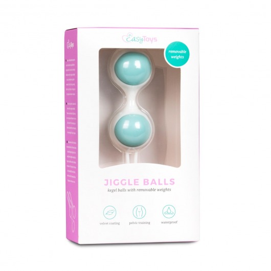 Бело-голубые вагинальные шарики Jiggle Balls - Easy toys