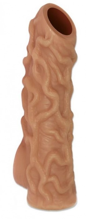 Телесная насадка с венками и открытой головкой Nude Sleeve M - 12 см. - KOKOS - в Самаре купить с доставкой