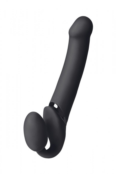 Черный безремневой вибрострапон Vibrating Bendable Strap-On L - Strap-on-me - купить с доставкой в Самаре