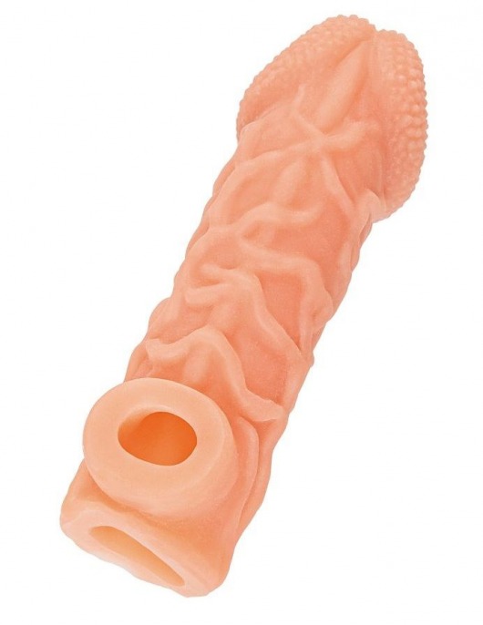 Телесная закрытая насадка с венками Cock Sleeve Size S - 13,8 см. - KOKOS - в Самаре купить с доставкой