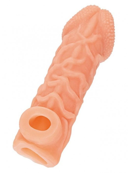 Телесная закрытая насадка с венками Cock Sleeve Size L - 17,6 см. - KOKOS - в Самаре купить с доставкой