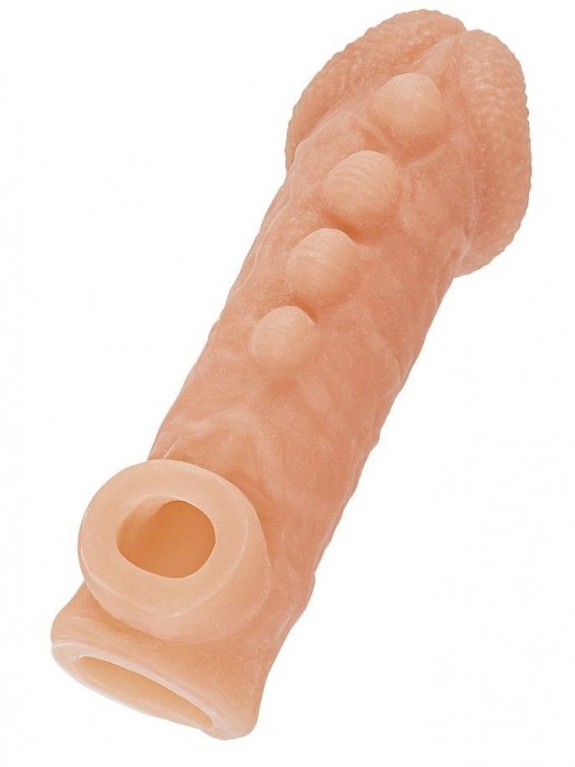 Телесная закрытая насадка с шишечками Cock Sleeve Size L - 17,6 см. - KOKOS - в Самаре купить с доставкой