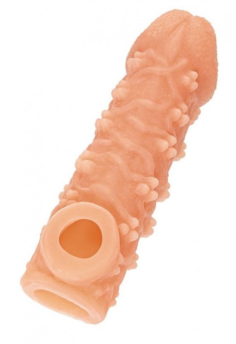 Телесная закрытая насадка с пучками шишечек Cock Sleeve Size L - 17,6 см. - KOKOS - в Самаре купить с доставкой