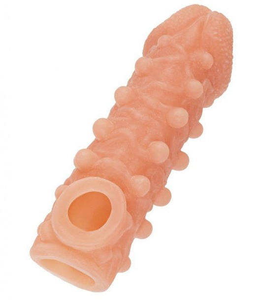 Телесная закрытая насадка с шариками Cock Sleeve Size L - 17,6 см. - KOKOS - в Самаре купить с доставкой
