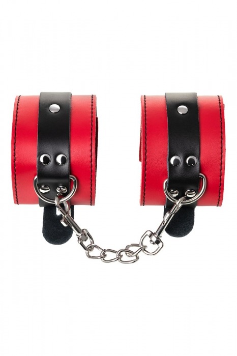 Красно-черные оковы на ноги из кожи - ToyFa - купить с доставкой в Самаре