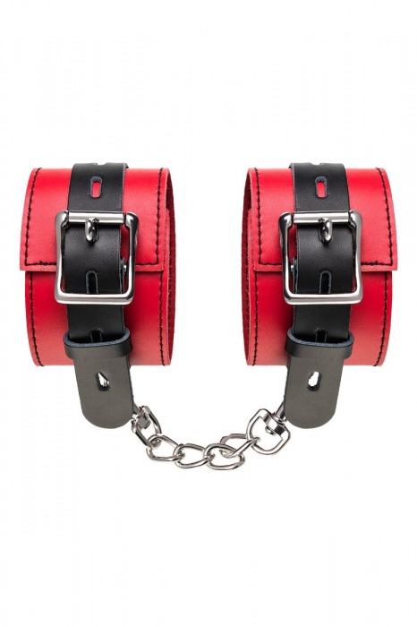 Красно-черные оковы на ноги из кожи - ToyFa - купить с доставкой в Самаре