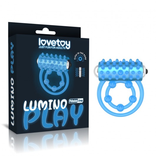 Голубое, светящееся в темноте виброкольцо Lumino Play Vibrating Penis Ring - Lovetoy - в Самаре купить с доставкой